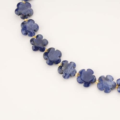 COAI Chunky Colorful Necklace for Women, Summer Beach Jewelry Crystal Flower Necklace for Women, Multi-Gemstones Sodalite Red Jasper Chunky Choker - style: Sodalite Necklace