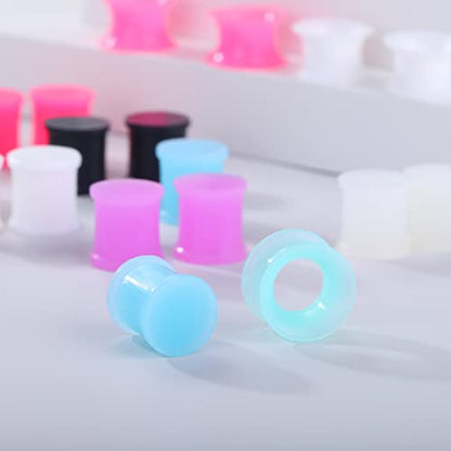 Juway Oveta Ear Gauges for Ear Silicone Ear Plugs Soft Flexible Silicone Gauge Saddle Silicone Ear Plugs and Tunnels 6mm-20mm(16 Pairs) - color: 32PCS(00G)