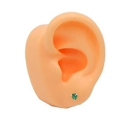925 Sterling Silver 4mm Heart Birthstone CZ Stud Earrings 33210 (Choose Your Color) (Nickel Free) - color: Emerald