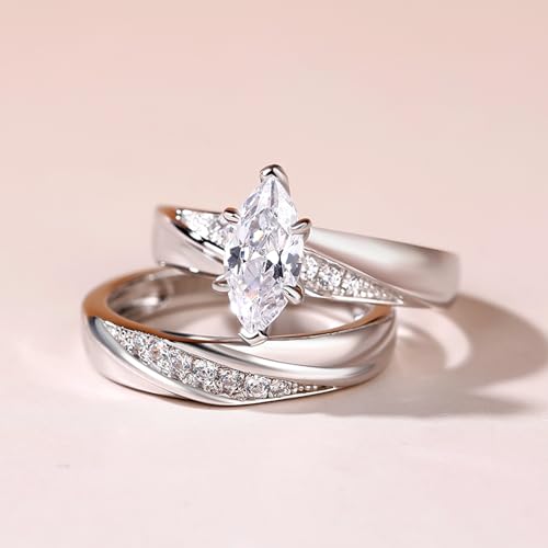 Jeulia Wedding Rings Engagement Rings for Women Anniversary Promise Ring Bridal Sets 925 Sterling Silver with 1.6 ct Primary Stone+ 0.32 ct Side Stone - color: silver