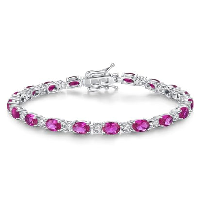 FANCIME Glamour Radiance Sterling Silver Birthstone Tennis Bracelets 7" | Charm Fine Jewelry Birthday Gifts for Women - color: Tourmaline