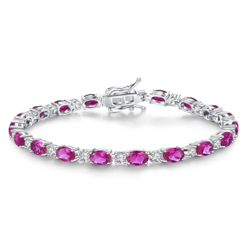 FANCIME Glamour Radiance Sterling Silver Birthstone Tennis Bracelets 7" | Charm Fine Jewelry Birthday Gifts for Women - color: Tourmaline