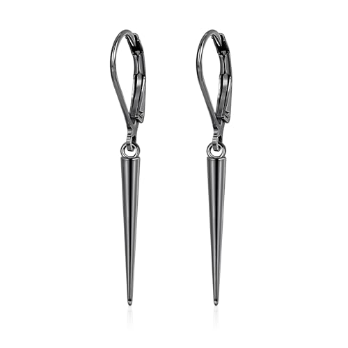 Leverback Earrings Dangle Earrings for Women Dangly Earrings Anniversary Birthday Gifts for Women - style: Spike Dangle Earrings-Black