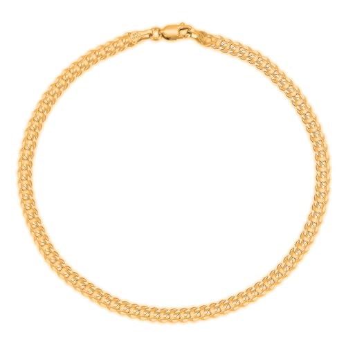 Savlano 925 Sterling Silver Chain Anklet Rope, Figaro, Mariner, Curb - 18K Gold Plated Chain Anklet Available in 9, 10 and 11 - Inches for Women Comes with a Gift Box - Made in Italy - style: Curb 2.2mm
