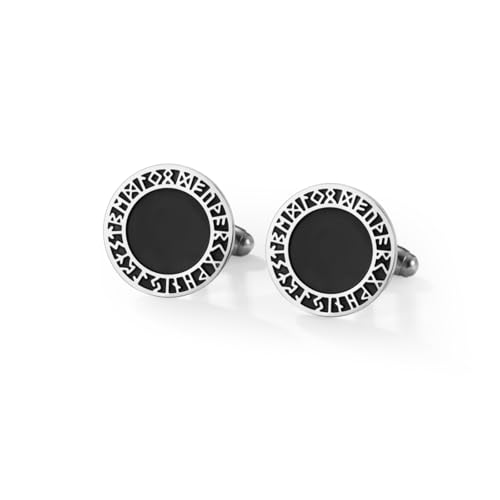 Cufflinks for Men Delicate Stainless Steel Wedding Business Cufflinks Gifts for Groom Husband French Shirt Accessories - style: Viking Symbol-Silver