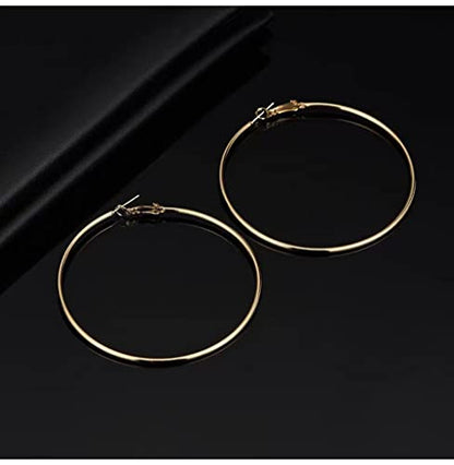 90mm(3.5'') Large Circle Endless Hoop Earrings Extra Big Round Huggie Hoops Statement Earring Minimalist Hooped Christmas Jewelry for Women - color: Gold