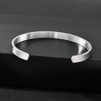 Stainless Steel Mens Cuff Bracelet : Minimal Cool Silver/Black/Gold Plated Open Metal Cuff Bangle Bracelets for Men,Mens Bracelet Jewelry Gift - color: Silver-Single, size: Medium( fit 5.5"-7.2" wrist)