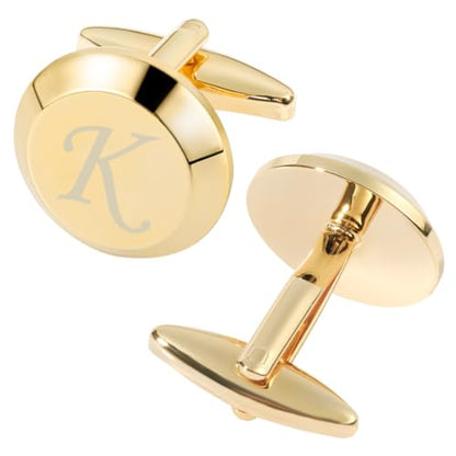 GWD Cufflinks for Men Stainless Steel Initial Cuff Links Alphabet Letter A-Z Groom Father Gift - style: K