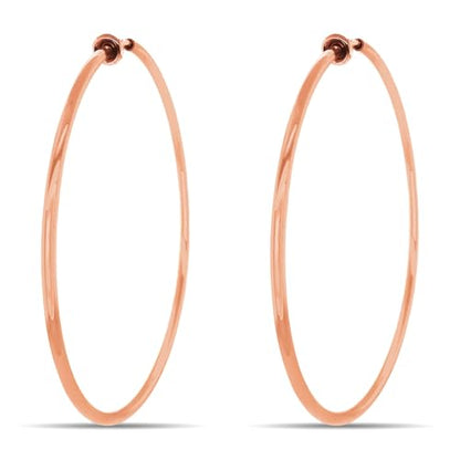 Clip On Spring Hoop Earrings for Non-Pierced Ears - color: Rose Gold-Tone, size: 60mm