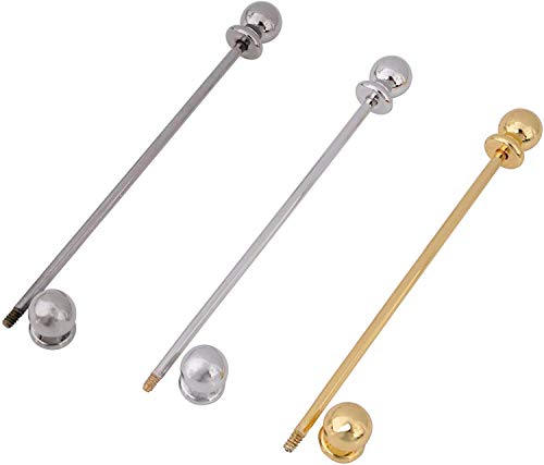 3PCS Copper Collar Bar Shirt Tie Necktie Pins Clip Clasp Lapel Stick Brooch Barbell Screw Cravat Pin - color: Ball