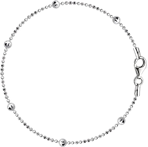 Savlano 925 Sterling Silver 9, 10 Inches Chain Anklet for Women Comes With a Gift Box - style: DC Bead/5mm Bead