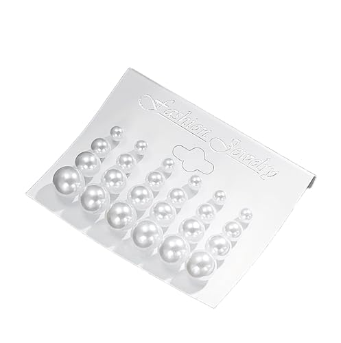 12 Pairs Composite Pearl Earrings, Hypoallergenic Mixed Sizes Simulated Round Ball Pearls Earrings Stud, Lightweight Jewelry Set for Women