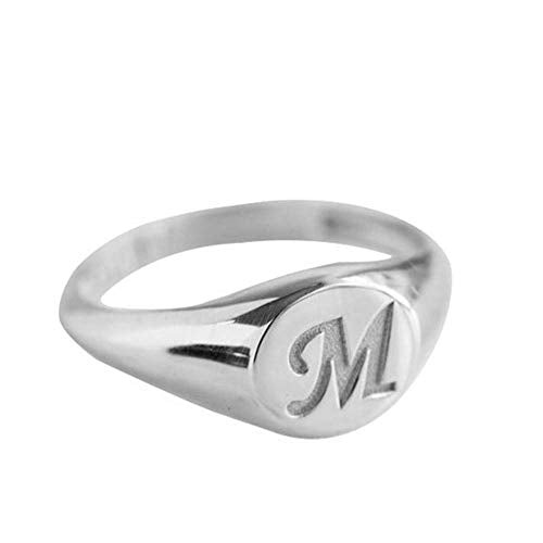 Customized 925 Silver Letter Ring Personalized Initial Jewelry Custom Signet Ring - color: Silver