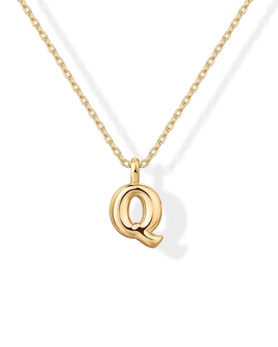 PAVOI 14K Gold Plated Dainty Chunky Bubble Initial Letter Pendant Necklace for Women | Alphabet Letter Necklace - style: - Q