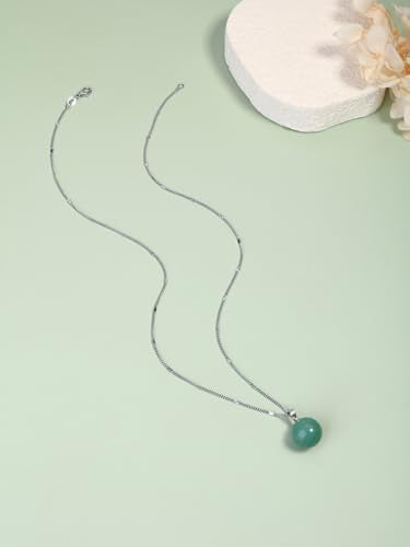 Jovivi Amethyst Obsidian Healing Crystals Ball Necklace for Women Men | 14mm Natural Stone Round Ball Bead Necklace Handmade Gemstone Pendant Protection Crystals Birthstone Jewelry - color: Green Aventurine