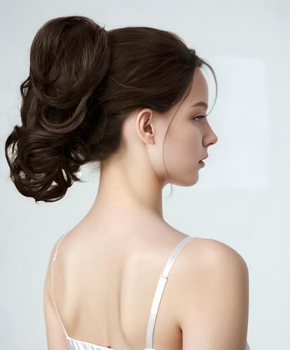 11'' Curly Claw Clip On Ponytail Heat Resistant Hair Extensions Synthetic Long Pony Tail Hairpiece For Women Daily Party - color: Chocolate Brown