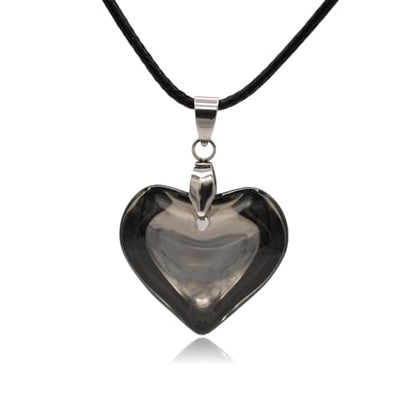 Large Red Semi-Transparent Solid Glass Heart Pendant Necklace - style: Small Black