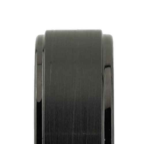 Tungsten Carbide Wedding Bands That Feature Different Finishes and Edge Colors - color: Black/Brushed-8mm