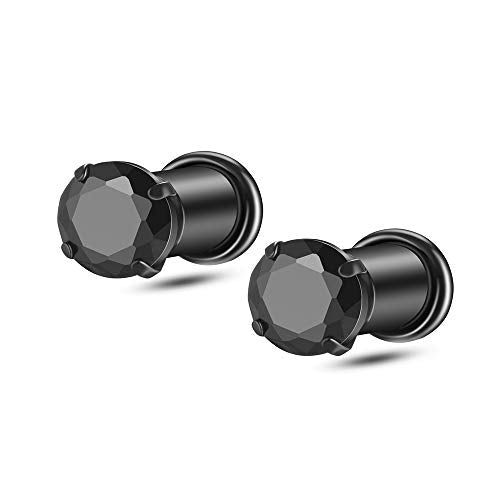 2/4/6/8 Gauge Earrrings Plugs Tunnels Gauges for Ears - color: black3mm