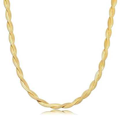 Moodear Gold Necklace for Women 14K Gold Plated Chain Necklace | Gold Chunky Necklace, Dainty Cuban Link Paperclip Chain Layered Necklace, Trendy Fashion Gift for Women Daily Wear - style: Snake Chain