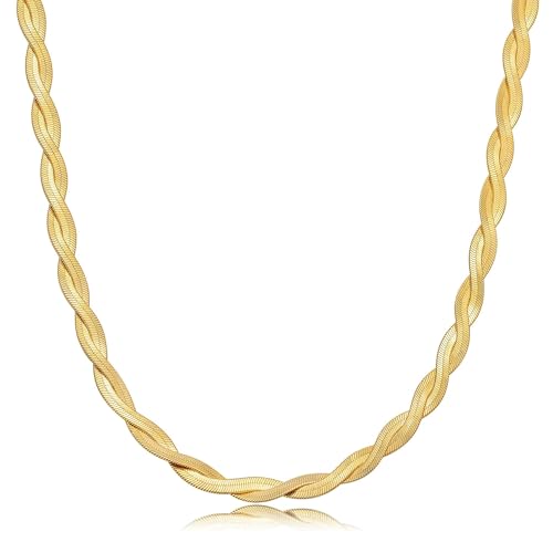 Moodear Gold Necklace for Women 14K Gold Plated Chain Necklace | Gold Chunky Necklace, Dainty Cuban Link Paperclip Chain Layered Necklace, Trendy Fashion Gift for Women Daily Wear - style: Snake Chain