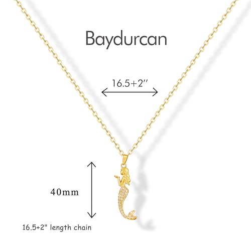 Baydurcan Dainty Gold Necklace for Women Ankh Mom Jesus Sun Star Necklace | 14K Gold Plated Pendant Necklaces Gifts for Friends Sister Mother, Birthday, Christmas, Graduation, Inspirational Gifts - style: Mermaid