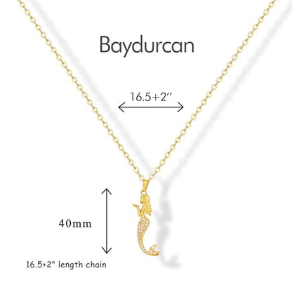 Baydurcan Dainty Gold Necklace for Women Ankh Mom Jesus Sun Star Necklace | 14K Gold Plated Pendant Necklaces Gifts for Friends Sister Mother, Birthday, Christmas, Graduation, Inspirational Gifts - style: Mermaid