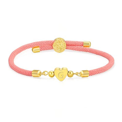 WEDDINEN Initial Bracelets A to Z Dainty Titanium Heart Love Letter Bracelets for Girls,Charm Handmade Braided Name Bracelet Women Trendy Jewelry Christmas Stocking Stuffers Gift for Teen Girls - color: G