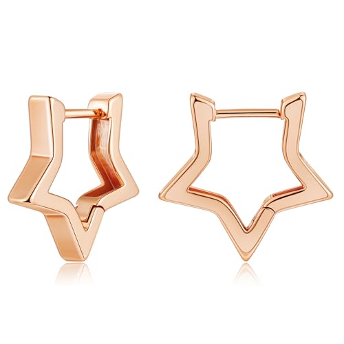 Gacimy Small Gold Huggie Hoop Earrings for Women | 14k Gold Plated, Small Hoop Earings for Women, 1/2 Inch Yellow Color Earrings - color: Rose Gold, size: Star