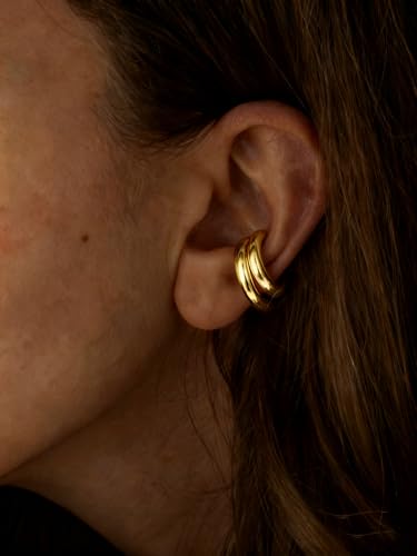 MUMREUES Chunky Ear Cuffs Non Piercing for Women 14K Gold Plated Cuff Earring Trendy Clip on Cartilage Helix Earrings Fake Earring Jewelry Gift - color: Gold