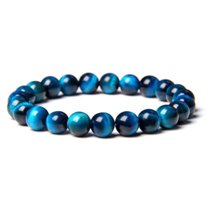 6/8/10/12mm Natural Blue Tiger Eye Bracelet Stress Relief Elastic Gemstone Natural Stone Beads Bracelet for Men Women Stretch Unisex - style: 8mm