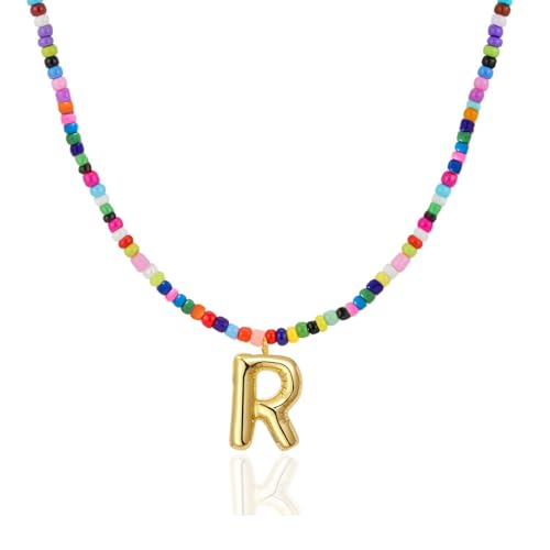 Colorful Initial Necklaces Gifts for Girls Kids Teens, 6-18 Year Old Girl Birthday Gift Teen Girl Gifts Trendy Stuff Gold Bubble Letter Pendent Necklace Jewelry - style: R