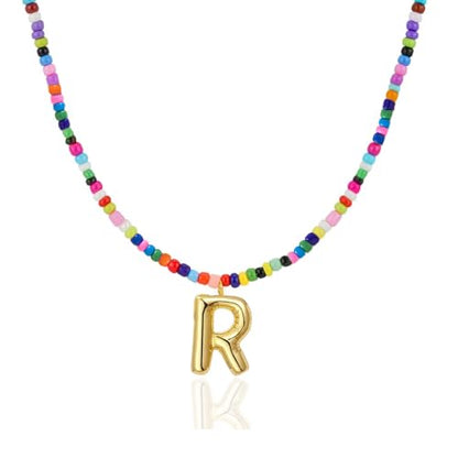 Colorful Initial Necklaces Gifts for Girls Kids Teens, 6-18 Year Old Girl Birthday Gift Teen Girl Gifts Trendy Stuff Gold Bubble Letter Pendent Necklace Jewelry - style: R