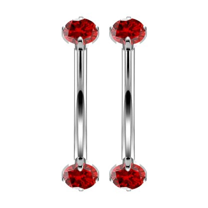 16G Astm F136 Titanium Eyebrow Piercing Jewelry Curved Barbell Eyebrow Ring Vertical Labret Lip Jewelry Daith Rook Earrings Navel Small Belly Button Ring Piercing Jewelry for Women Men CZ - style: 16G, 10MM Length, Red CZ