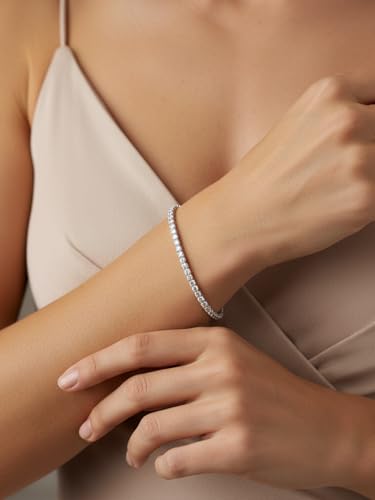D Color VVS1 Clarity Moissanite and Genuine Sapphire/Emerald/Ruby Tennis Bracelets for Women 2.22ct-10.45ct, Solid 925 Sterling Silver, Anniversary Wedding Valentines Jewelry for Her, Length 5.9-7.5 Inch(15-19cm) - color: Moissanite (4.7 - 5.9 Carat), siz