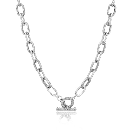 Two Tone Wire Necklace Gold and Silver Link Chain Adjustable 18K Gold Plated Twist Vintage Classic Jewelry - style: Rectangle - Silver