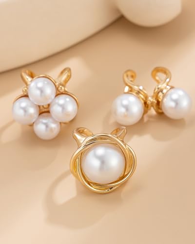 Chunky Gold Shell Starfish Ring Set for Women Trendy Gold Flower Scallop Seashell Starfish Gemstone Rings Adjustable Stacking Statement R-ings Non Tarnish Spring Summer Jewelry Accessories - color: A8:3 pcs
