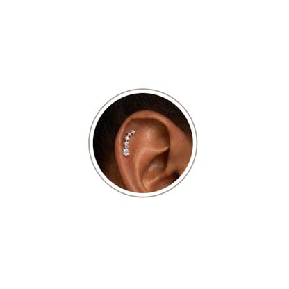 Freekiss Cartilage Flat Back Earrings Hypoallergenic for Sensitive Ears | 14K Gold / Sterling Silver Plated Climbers Earrings for Women Dainty Cz Stud Earring 20G Conch Tragus Helix Piercing Jewelry - color: 5CZ Teardrop-SL