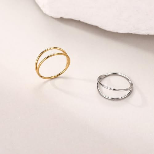 FUNLMO Double Hoop Nose Ring Conch Piercing Jewelry Septum Ring Cartilage Earring Tragus Helix Rook Daith Piercing Jewelry 316L Surgical Steel - color: Gold,double open stack,22g