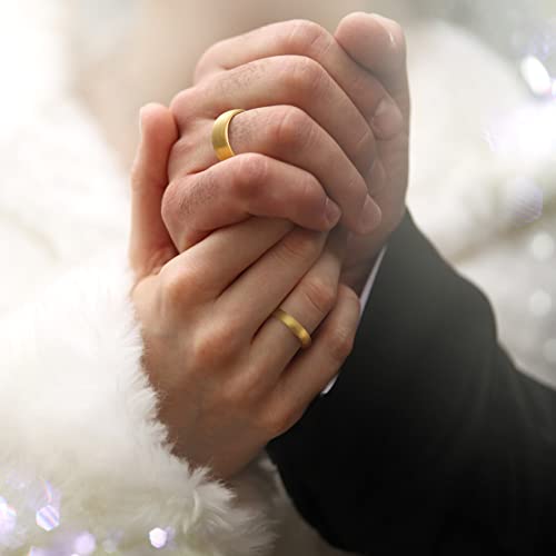 King Will Wedding Band for Men Women, 2/4/6/7/8mm Domed Matte Brushed Tungsten Carbide Rings, Solid/Dual Color Engagement Rings, Comfort Fit - color: Gold-4mm