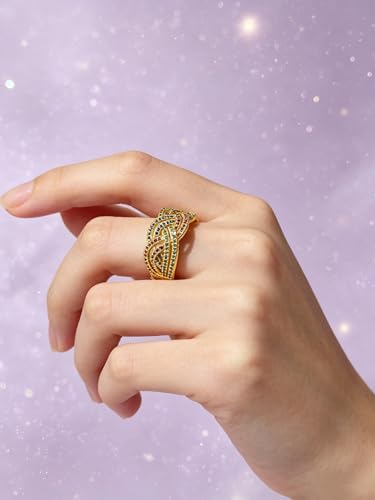Wideband Statement Gold Ring for Women | Chunky Colorful Jewrly Non Tarnish Date Party Fine Jewelry