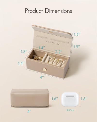 VLANDO Small Travel Jewelry Case, Gifts for Women Mother,Tangle-Free Jewelry Organizer for Rings Earrings Necklaces, Vegan Leather, Magnetic Closure, Gift Ready-Toffee*2 Pack - color: Toffee * 2 Pack