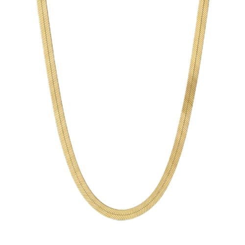 Herringbone Chain Necklace for Women Men 18K Gold Over Italian 925K Stamped Solid Sterling Silver, 3.4mm-5.5mm-7mm-9.4mm-11mm Wide Flat Snake Chain, Made in Italy - size: 20 Inch, style: WIDTH - 7MM