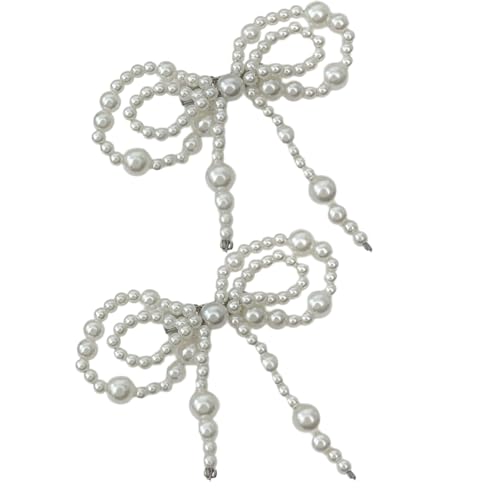 Faux Pearls Bow Pin Ankle Chain Pants Clip Decorations for Jeans Trousers Elegant Adjustable Cuff Accessories
