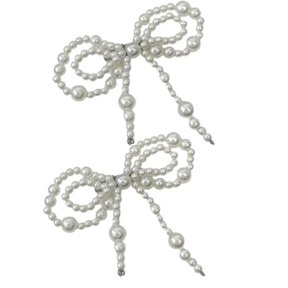 Faux Pearls Bow Pin Ankle Chain Pants Clip Decorations for Jeans Trousers Elegant Adjustable Cuff Accessories