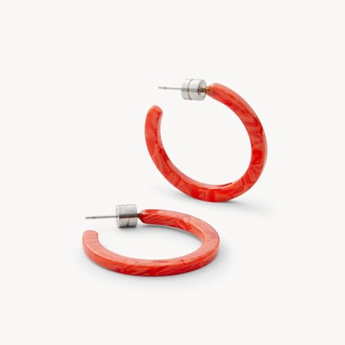 Circle Hoop Earrings Acetate Resin Fashion Jewelry for Women - color: Poppy, size: Mini