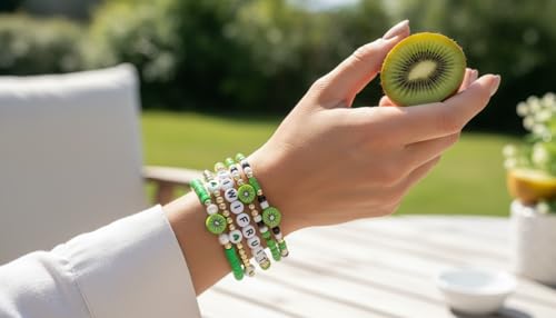 Twinfree Bohemian Cute Fruit Banana Cherry Strawberry Pineapple Mango Polymer Clay Beaded Stackable Stretch Bracelets - color: color 27