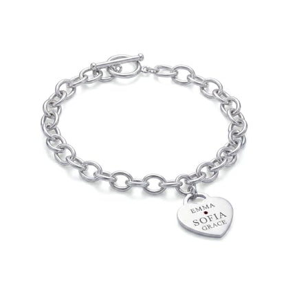 Personalized Name Heart Charm Bracelet for Women | Customized Charm ID Name Bracelet with Custom Birthstone | Customized Jewelry Gift for Her