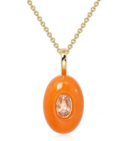 Natural Stone Necklaces Rhinestones Gemstone Necklace Adjustable Pendant Necklaces for Women - color: Orange