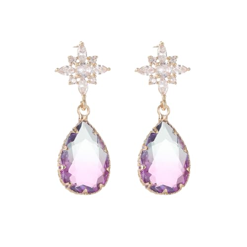 Crystal Earrings CXUEMH Teardrop Earrings for Women Blue and Green Dangle Earrings Elegant Earrings for Prom Emerald Green Earrings Formal Jewelry Crystal Drop Earrings - color: Style H